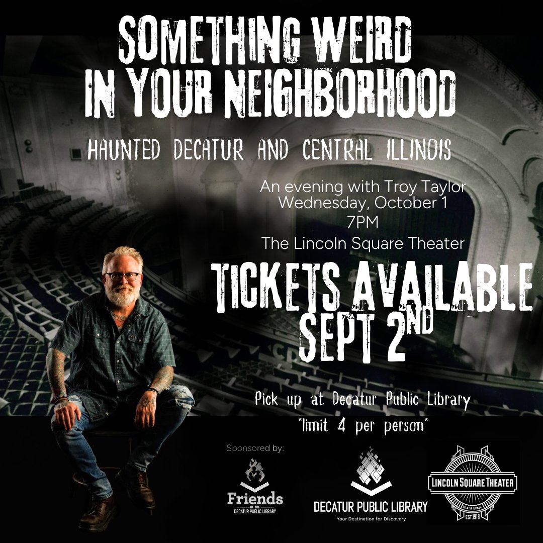 Tickets for this amazing program will be available at the Decatur Public Library starting Sept 2nd. Tickets are FREE but required. Limit 4 per person. decatur.librarycalendar.com/event/special-…