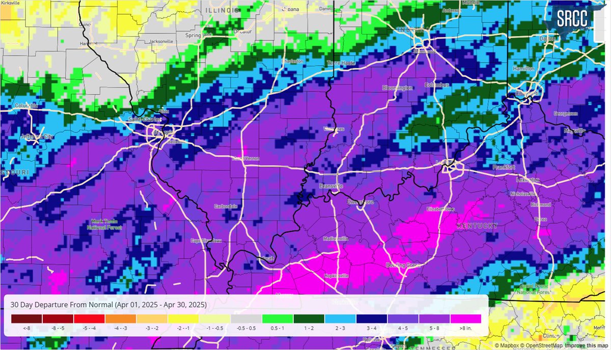 ILClimatologist's tweet image. This growing season has been a roller coaster for rainfall in southern Illinois. Areas that were 5-8&quot; wetter than average in April are now 3-5&quot; drier than average so far in August. #ilwx