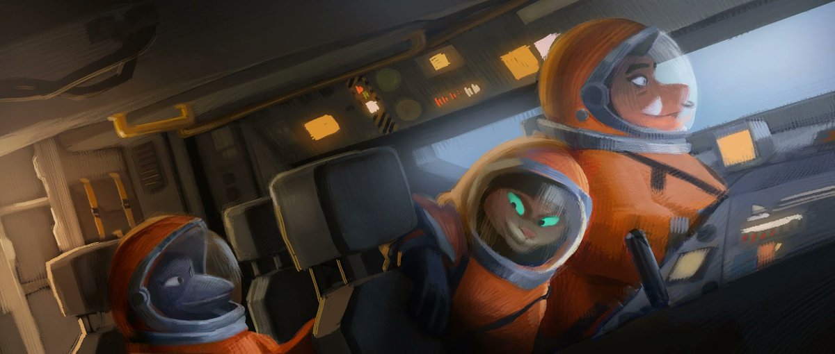 chelseablecha's tweet image. Part 2 of some lighting keys in space for #TheBadGuys2! 🛰️ #visualdevelopment #dreamworksanimation