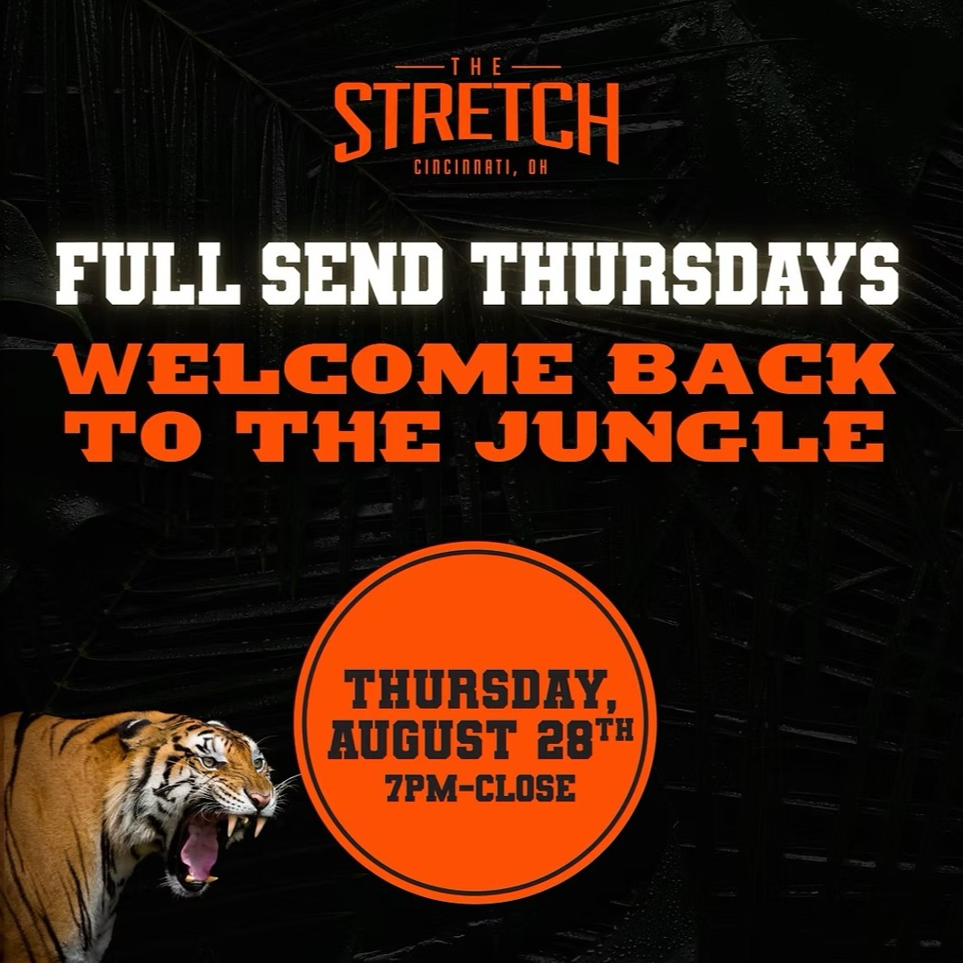 🏈 To kick off the upcoming Bengals season <a href="/thestretchcincy/">The Stretch</a> is hosting a Welcome "Back" to the Jungle party tonight!

🎟️ Sip on Joey's Juice, tackle some Bengal Bombs and enter to win two tix to the Bengals v. Jets game on Oct. 26. 

Get in WHODEY from now! 🐅