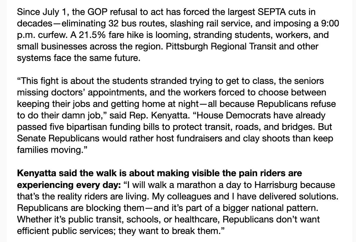 Inbox: State Rep. Malcolm Kenyatta (D., Philadelphia) is walking from Philadelphia to Harrisburg over the weekend to protest the lack of a transit funding deal.