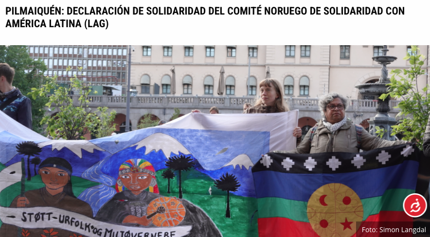 ProDESC (@prodesc) on Twitter photo 🚨Organizaciones internacionales vuelven sus ojos hacia la criminalización de la Machi Millaray Huichalaf y expresan su respaldo a las comunidades Mapuche.
En este marco, el <a href="/LatinAmGruppene/">LAG Norge</a> se solidariza con la Machi y con las comunidades afectadas en el río Pilmaiquén tras el 🚨Organizaciones internacionales vuelven sus ojos hacia la criminalización de la Machi Millaray Huichalaf y expresan su respaldo a las comunidades Mapuche.
En este marco, el <a href="/LatinAmGruppene/">LAG Norge</a> se solidariza con la Machi y con las comunidades afectadas en el río Pilmaiquén tras el