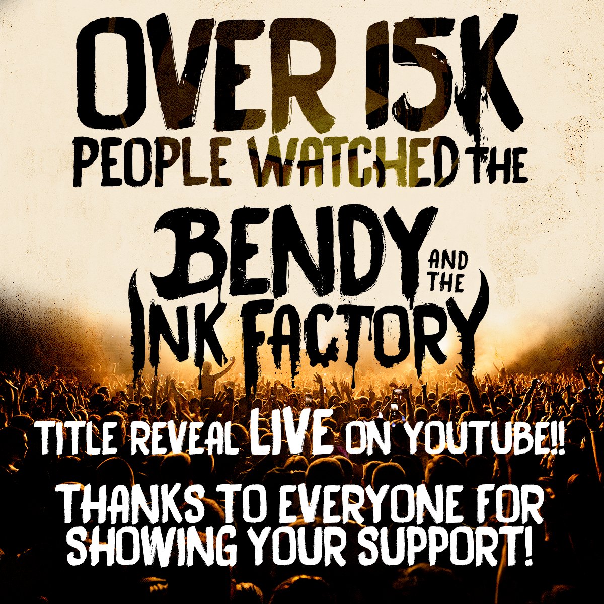 Bendy's tweet photo. The Dark Puddles rose up loud and strong! 15K!!
Thank you ALL for being part of it! WOW! #BATIF #BENDY https://t.co/pyRlOcJnVd