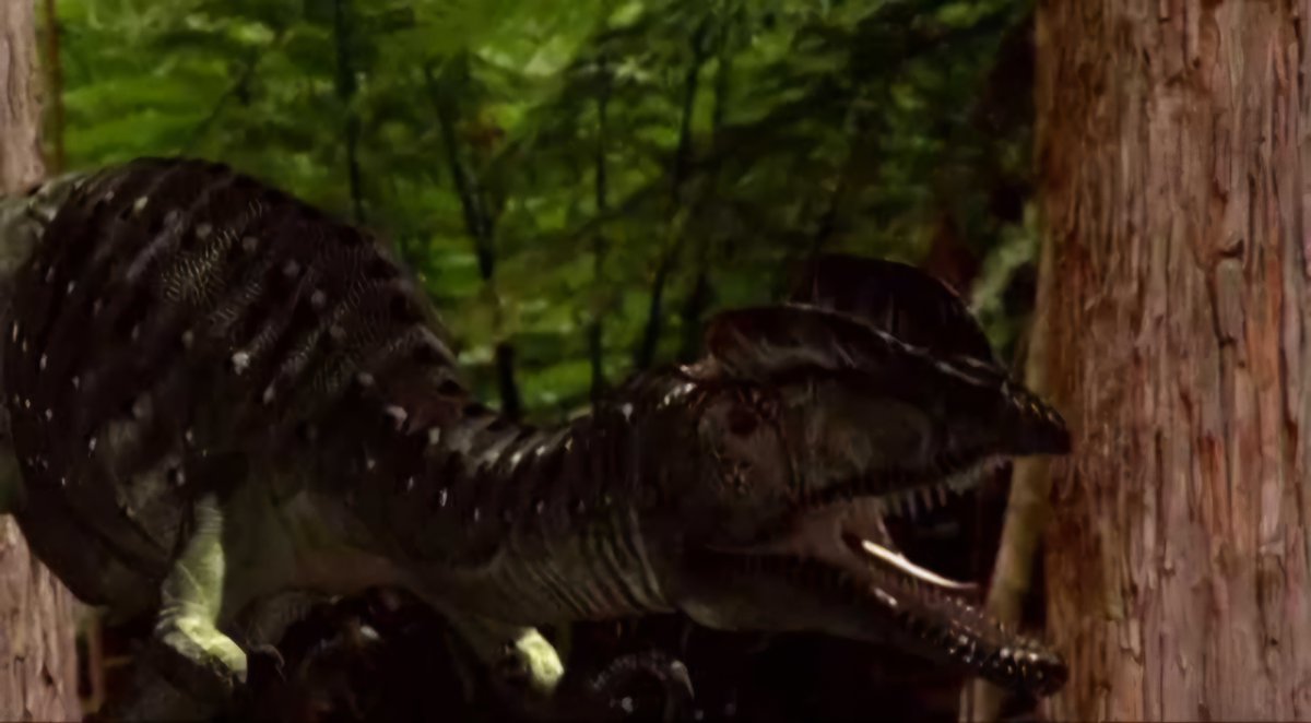 Might not be the most realistic sound, but I cannot imagine Dilophosaurus without the WDRA metallic screech