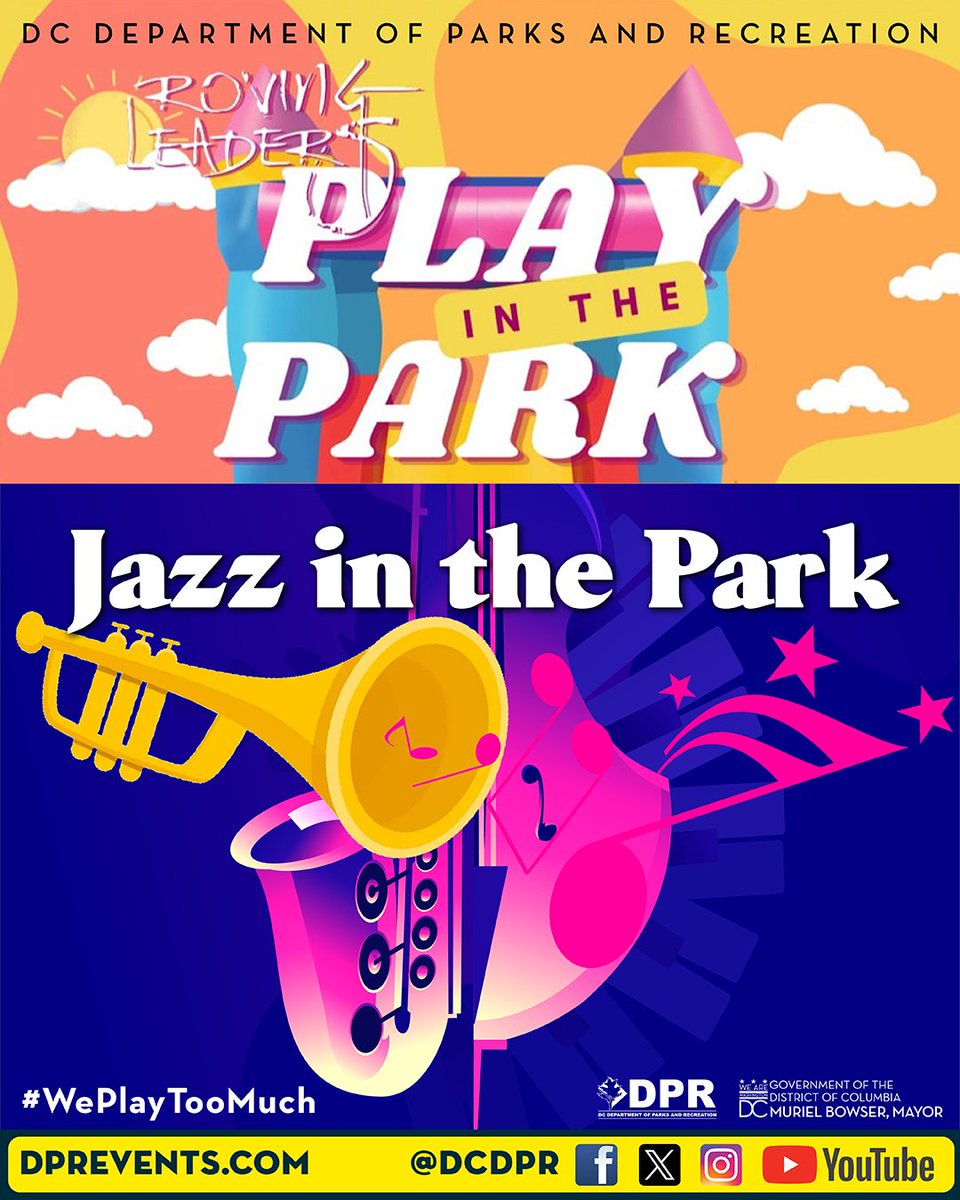 DCDPR's tweet image. 🎷✨ Smooth sounds, summer vibes! Join us for Jazz in the Park along with Play in the Park TONIGHT!

📍 North Michigan Park Rec Ctr
📅 Thur, Aug 28
🕕 6:00–8:00 PM

Can&apos;t make it tonight? Catch us all the way through Sept -&amp;gt; jazzintheparkseries.splashthat.com

#JazzInThePark #WePlayTooMuch