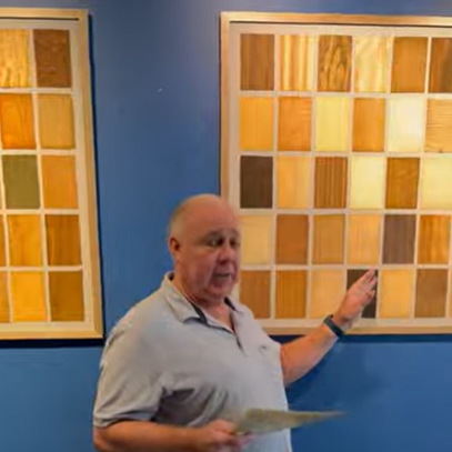 GearyGallery's tweet image. Another cool custom framing project at Geary Gallery! 
Tom Geary framed 100+ veneer wood samples as a gift from a daughter to her father. From keepsakes to jerseys to 3-D memorabilia—if you can dream it, we can frame it. youtu.be/VL6UjxMa_5s?si… #CustomFraming #Shadowboxes