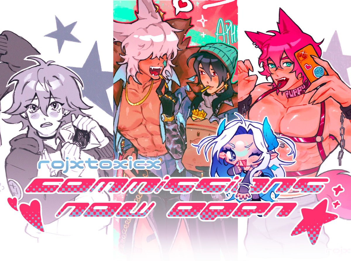 COMMISSIONS OPEN! 💫

I'm opening 5 slots, send me a DM if you're interested!

You can check all the info in my carrd below!

RT is very appreciated 🤟❤️‍🔥