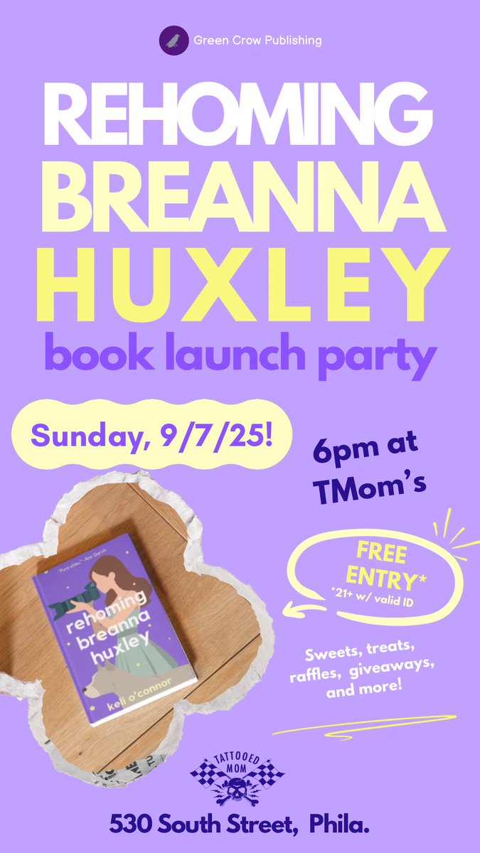 Exciting times! Two weeks until the launch of Drexel MFA grad Keli O'Connor's new book, Rehoming Breanna Huxley.

If bad luck comes in threes, Breanna Huxley's had bouts of bad luck at least a dozen times.

Available for pre-order here: barnesandnoble.com/w/rehoming-bre…