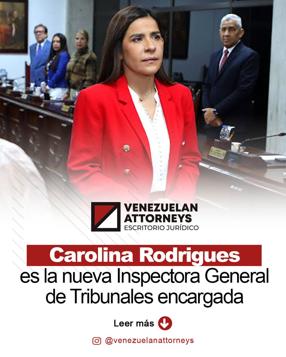 venattorneys's tweet image. El Tribunal Supremo de Justicia en sesión extraordinaria de su Sala Plena designó el pasado 21 de agosto a Carolina Rodrigues Delgado como Inspectora General de Tribunales, en calidad de encargada, tras la renuncia de Gladys Requena.