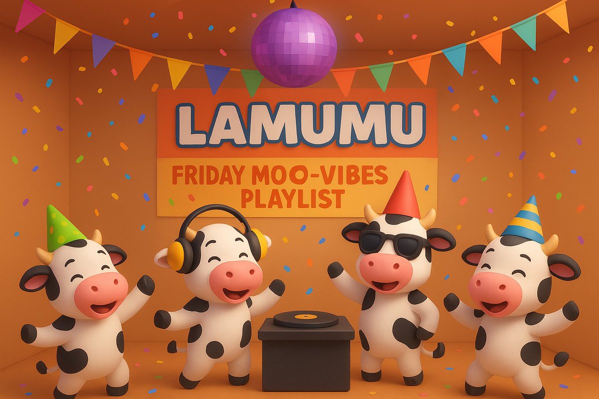 Reya_Btc's tweet image. 🐮 Friday Moo-Vibes Playlist 🐮
The weekend is here and the Lamumu cows are turning up the volume
From hype beats to feel-good jams, this playlist is all about dancing, vibing, and celebrating 50K stron@commondotxyz
@lamumudotxyz
#Lamumu #FridayMooVibes #WeekendGroove #50KStrong