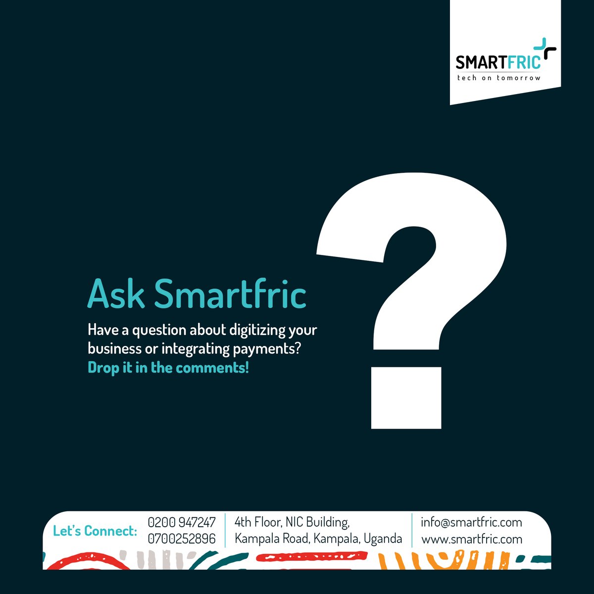 Smartfric_u_ltd's tweet image. Ask Smartfric?
Have a question about digitizing your business or integrating payments? Drop it in the comments!
#AskSmartfric #TechHelp