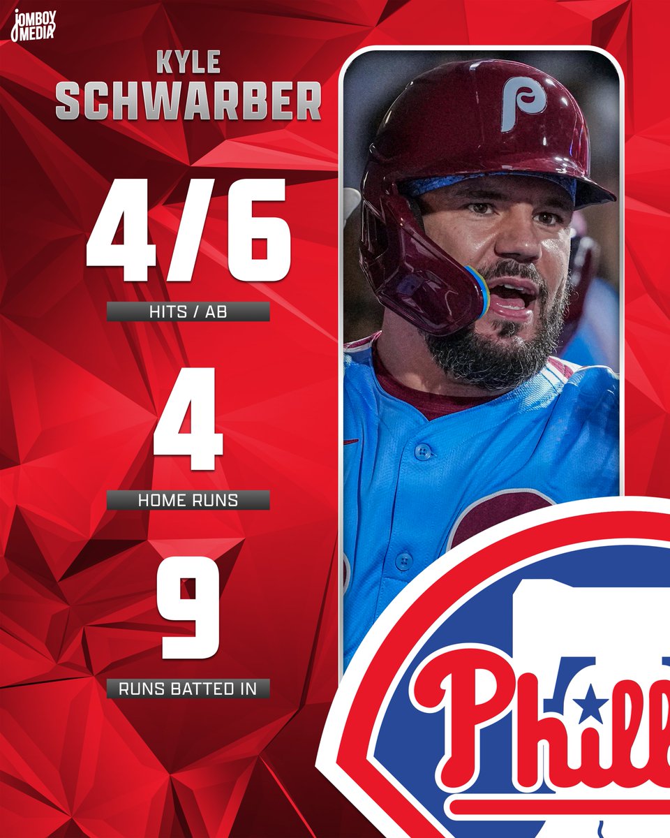 TalkinBaseball_'s tweet image. Kyle Schwarber is the third player to hit four home runs in a game this season, joining Eugenio Suarez and Nick Kurtz

He's the first Phillie with a four-homer game since Mike Schmidt in 1976