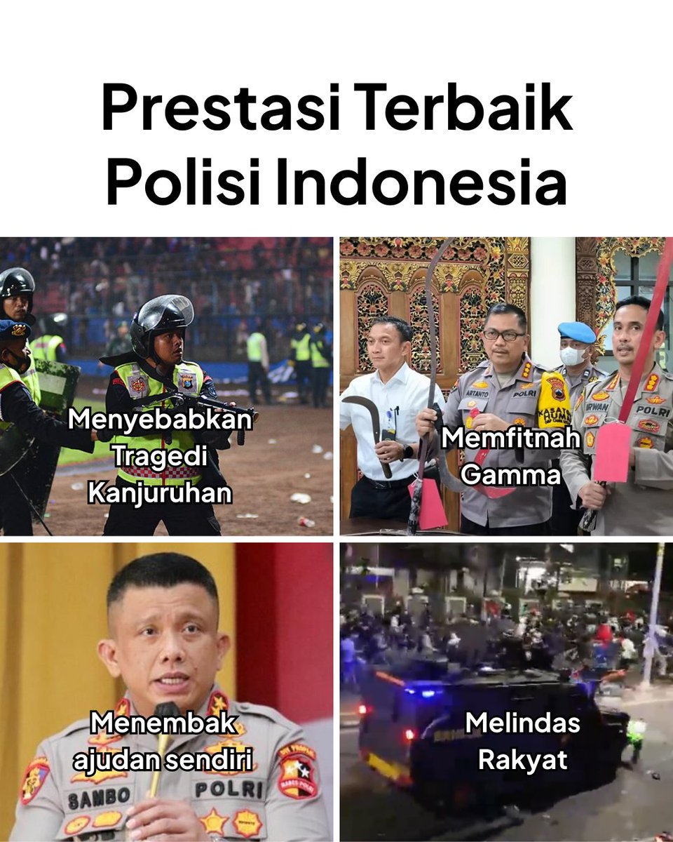 Anak ogi (@anak__ogi) on Twitter photo Beginilah Polri era <a href="/ListyoSigitP/">Listyo Sigit Prabowo</a>.
Copot kapolri harga mati.
<a href="/prabowo/">Prabowo Subianto</a> <a href="/Gerindra/">Partai Gerindra</a>
#polisipembunuh #IndonesiaGelap Beginilah Polri era <a href="/ListyoSigitP/">Listyo Sigit Prabowo</a>.
Copot kapolri harga mati.
<a href="/prabowo/">Prabowo Subianto</a> <a href="/Gerindra/">Partai Gerindra</a>
#polisipembunuh #IndonesiaGelap