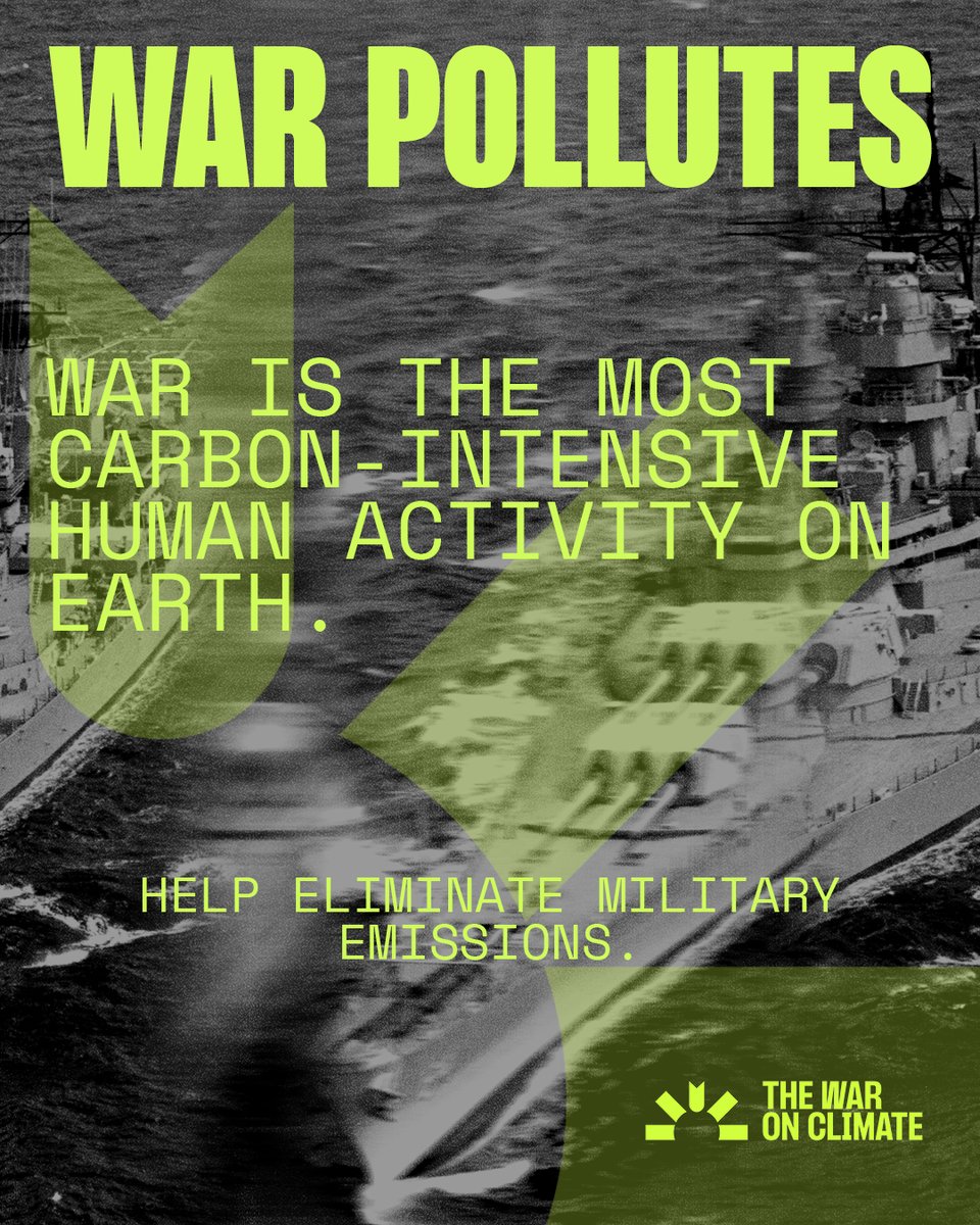 War on Climate: The Uncounted Costs of Conflict (@thewaronclimate) on Twitter photo Climate change accelerates global conflict, intensifying competition for resources, fueling mass displacement, and heightening geopolitical instability. Yet warfare itself drives these tensions, pumping millions of tonnes of unchecked carbon into the atmosphere that warms the Climate change accelerates global conflict, intensifying competition for resources, fueling mass displacement, and heightening geopolitical instability. Yet warfare itself drives these tensions, pumping millions of tonnes of unchecked carbon into the atmosphere that warms the
