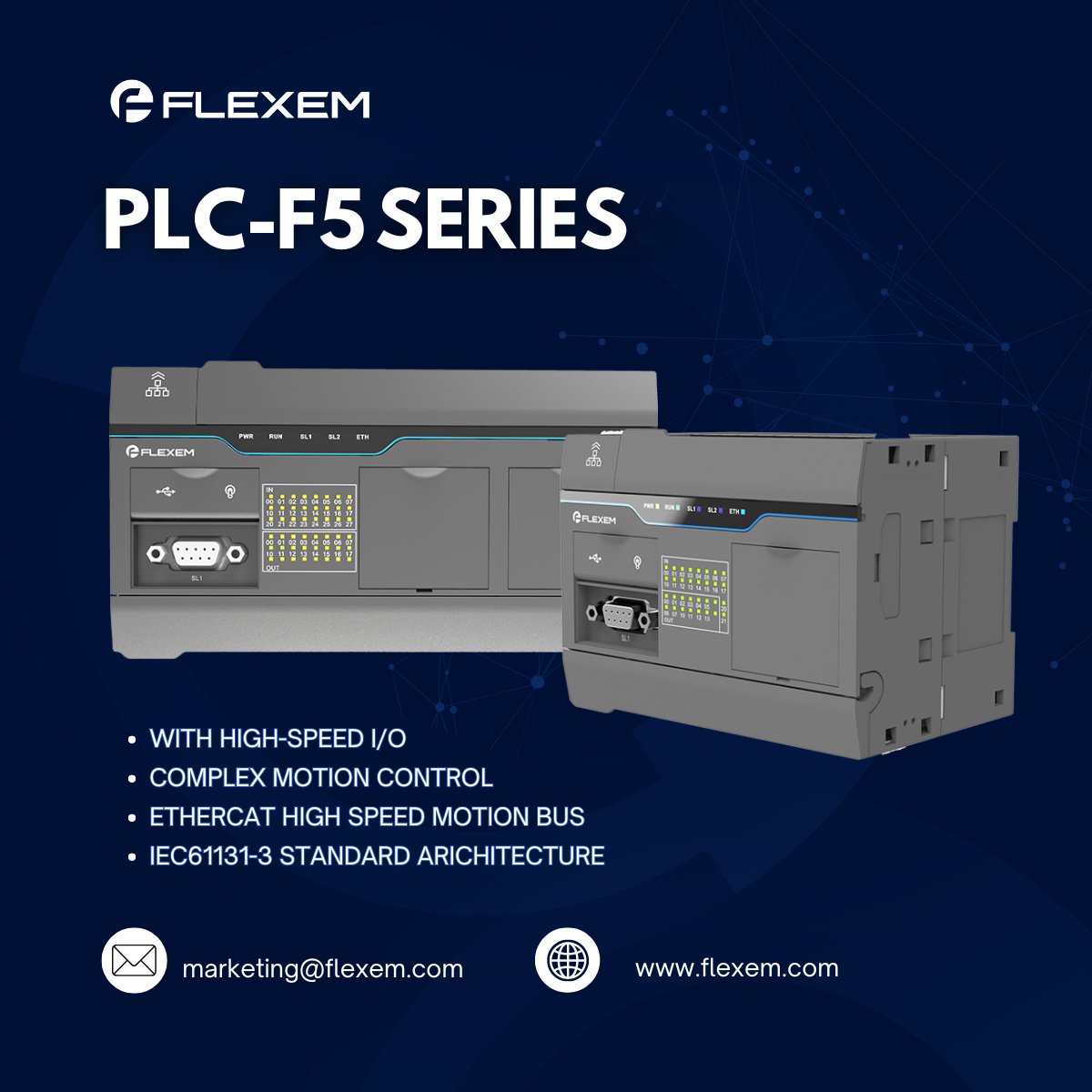 FlexemTech's tweet image. 🚀 Power up your automation with F5 Series PLC!
✅ IoT-ready with 4G cloud access
✅ LD &amp;amp; ST programming
✅ High-speed motion control
✅ Built-in Ethernet &amp;amp; Modbus
✅ Easy USB Type-C setup
Learn more 👉 flexem.com
#PLC #Automation #Flexem