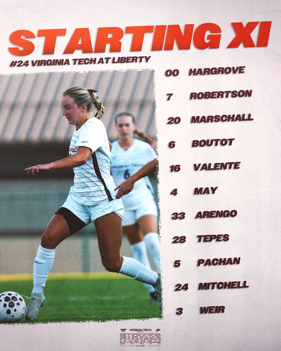 this evening's 11 to kick off ⬇️

📲 vthoki.es/WSOC

#Hokies
