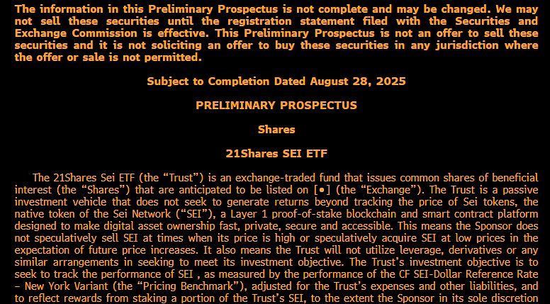تم منذ قليل تقديم ملف  لصندوق تداول استثماري فوري لعملة $sei