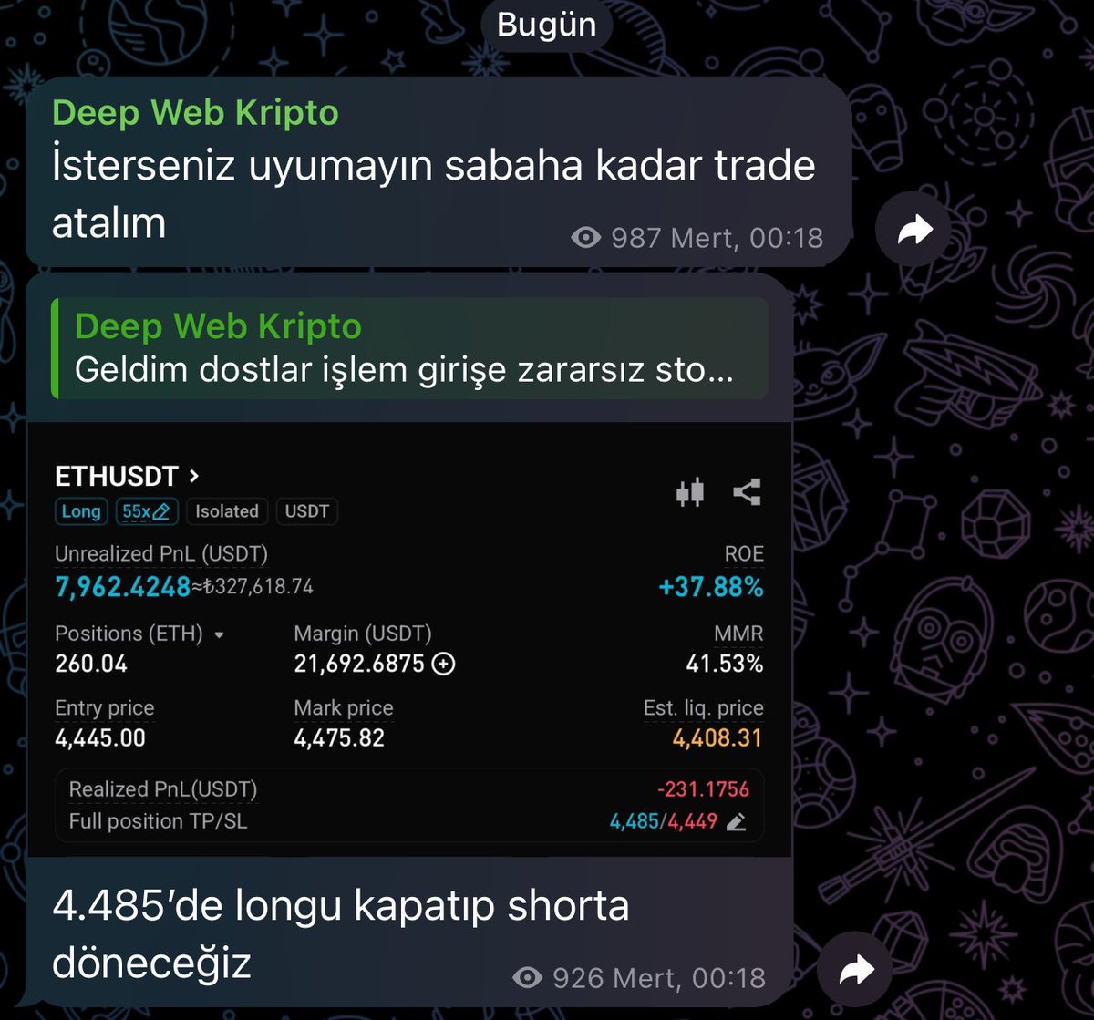 Bu saatte uyumayan 101 kişi lazım çok acil.

t.me/deepwebkripto