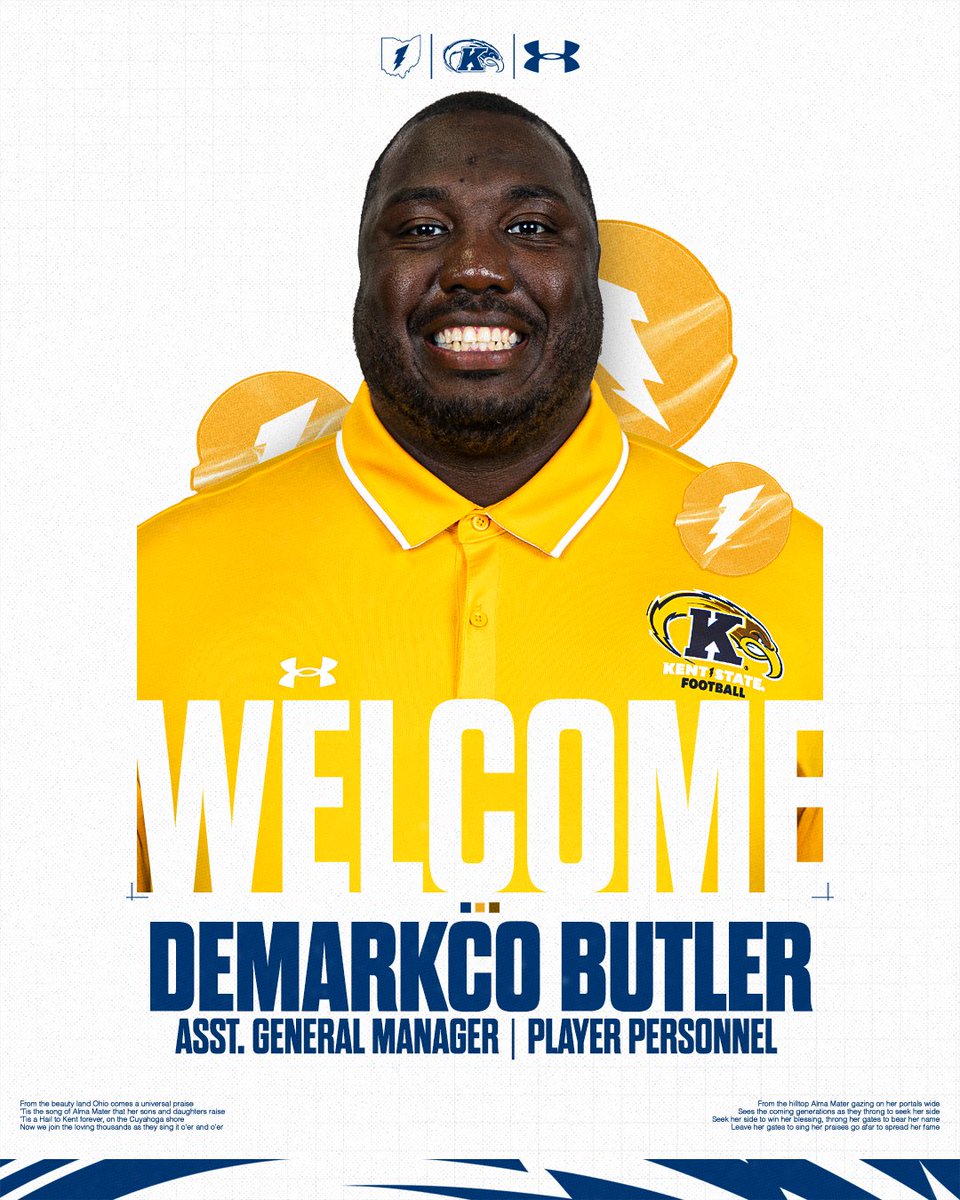 KentStFootball's tweet photo. Kent State Athletics Announced DeMarkco Butler (@DLButler_2114) as Assistant General Manager and Director of Player Personnel.
📰 https://t.co/WBNfDVb2Wn
#GoFlashes⚡️ | #HAB1TS https://t.co/ZvMGtvs8rO