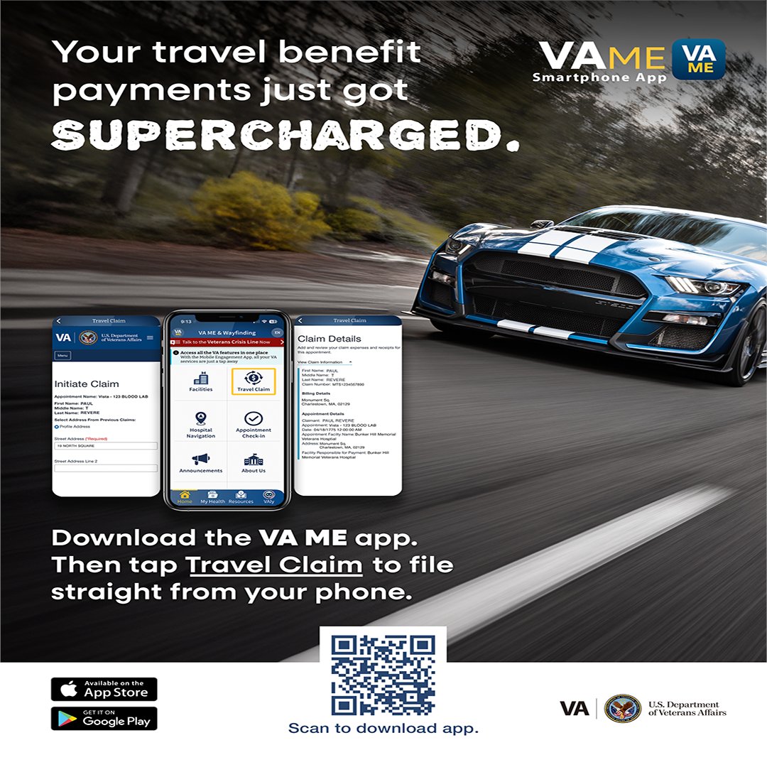 A new version of the VA ME app has arrived with big updates! Download today and explore what's new.

•View, schedule &amp; check-in for appointments 📆
•Complete pre-visit forms 📝
•Turn-by-turn medical center navigation 🏥
•Submit travel claims 🚙