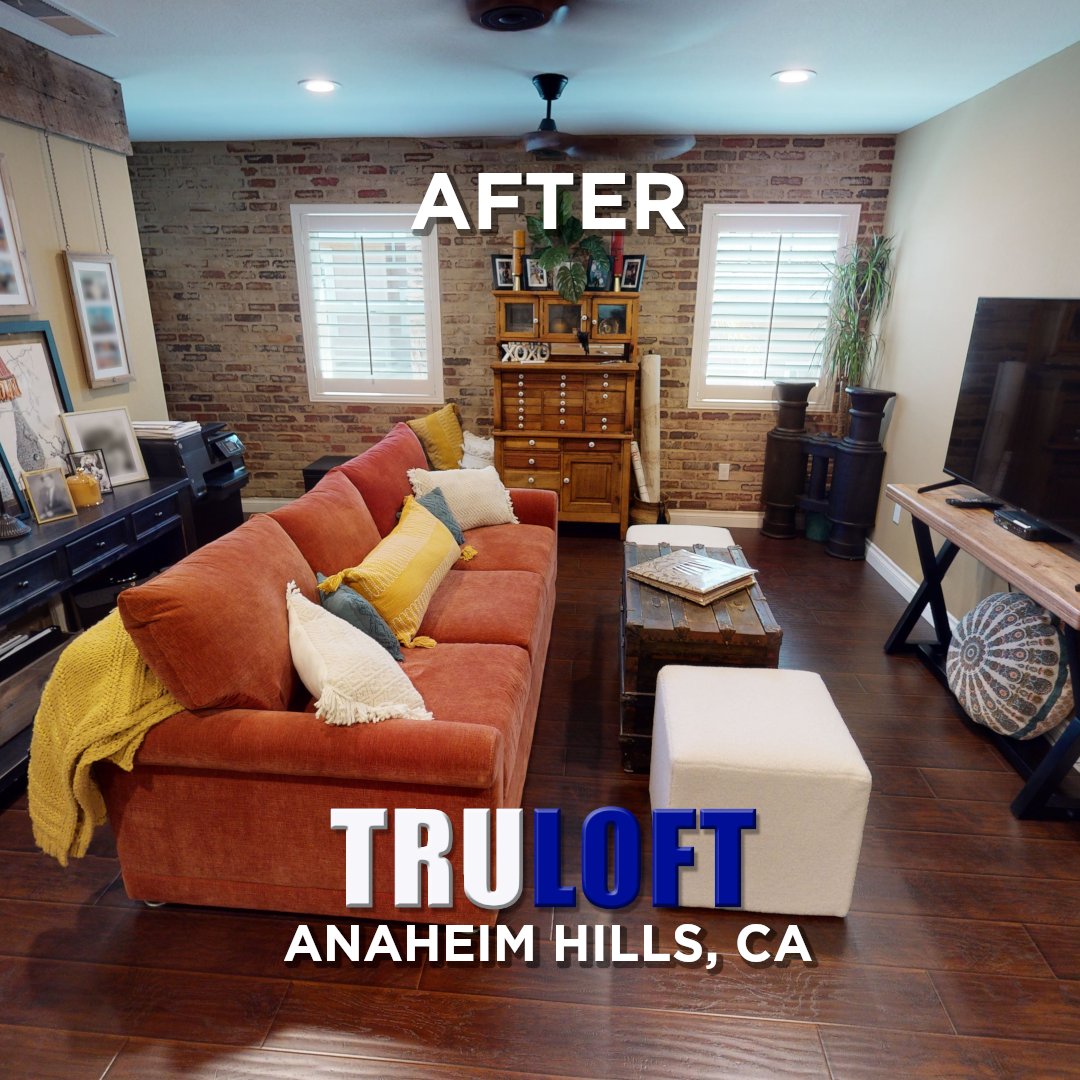 TruPlans's tweet image. A second living room… without building out? ✅
We turned this high ceiling into a bonus room with a sofa + TV 🏡✨
Which side are you on?
👉 Team #HighCeiling or 👉 Team #NewRooms

#HighCeilingConversion #BonusRoom #HomeTransformation #CaliforniaHomes
