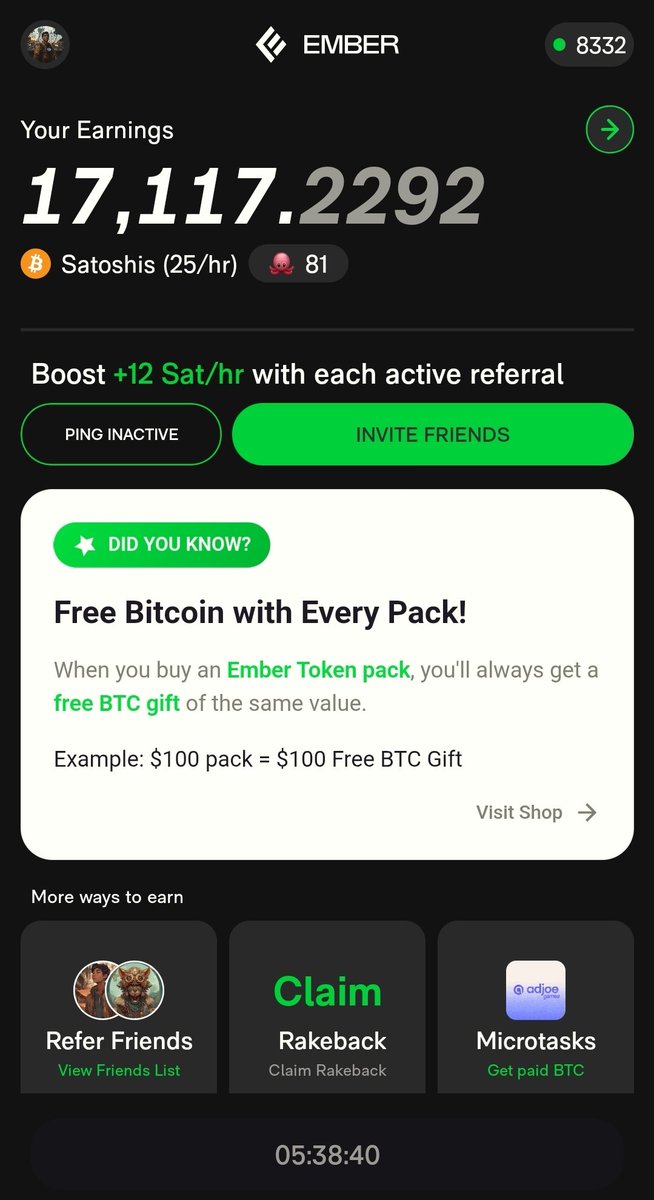 #crypto #Cryptocom    #CryptoMining #BTCFi $btc 
Fam, want a 100% free way to earn #bitcoin or #PlayToEarn for #btc? 
Earn #satoshi by using link below, do it today! Im telling ya! 
 emberfund.onelink.me/ljTI/l4g18zii?…