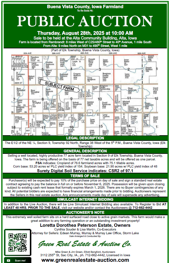 Sold!  $1.22+ million or $15,900/acre