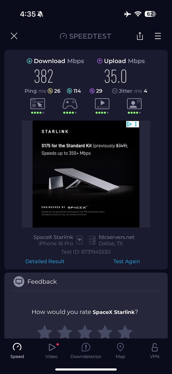 abmisher's tweet photo. @elonmusk Yup not bad, I’m on one now and it is faster than what I have it home. https://t.co/arw19hLJ4L