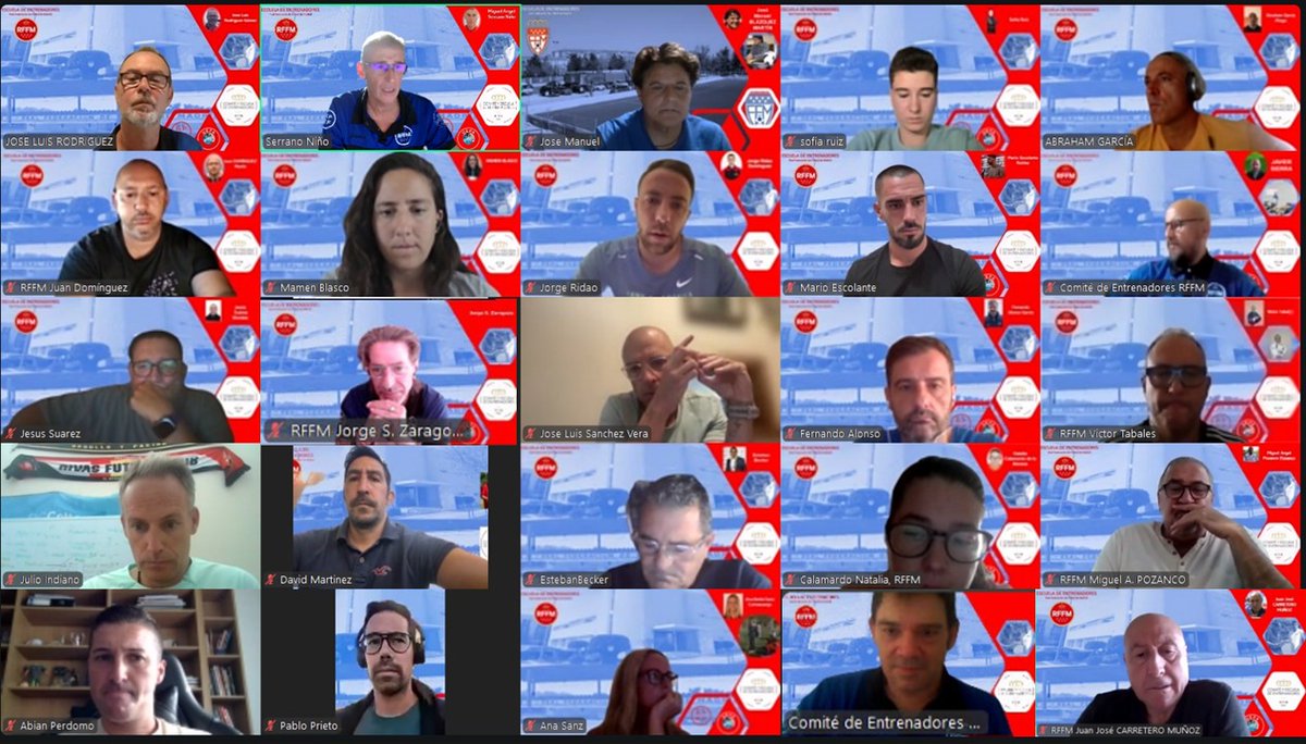 El lunes 1️⃣ de septiembre arranca el primer curso UEFA C de la temporada 👇🏻

El profesorado unifica los criterios para formar a las personas que dirigirán la base del fútbol de Madrid 🔜

<a href="/serranonino/">miguel angel serrano</a> y <a href="/pumapar66/">José Luis Rodríguez</a> han marcado las pautas de magistralidad a un claustro excelente 🔝