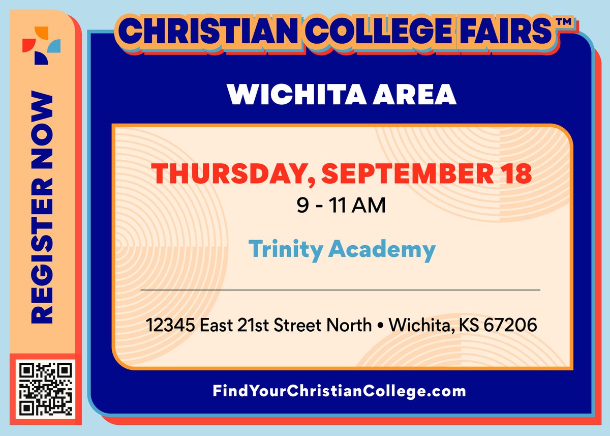 Wichita Area Students: Come see us at the Wichita Christian College Fair at Trinity Academy on Thursday, September 18!

FindYourChristianCollege.com
#SeeYouAtSterling #HereAtSterling #SterlingCollege #SterlingKS #servantleadership #LearnWithPurpose