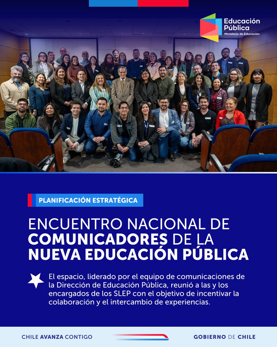🌟 Encuentro Nacional de Comunicadores de la #NuevaEducaciónPública 🇨🇱
El espacio, liderado por el equipo de comunicaciones de la #DEP, reunió a las y los encargados de los SLEP con el objetivo de incentivar la colaboración y el intercambio de experiencias.