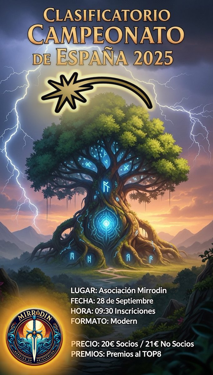 Tengo el placer de anunciaros el clasificatorio para la final del campeonato de España de <a href="/MirrodinMTG/">Mirrodin Asociacion</a> Podéis apuntaros por cualquiera de nuestras redes sociales o por mensaje directo a mi.