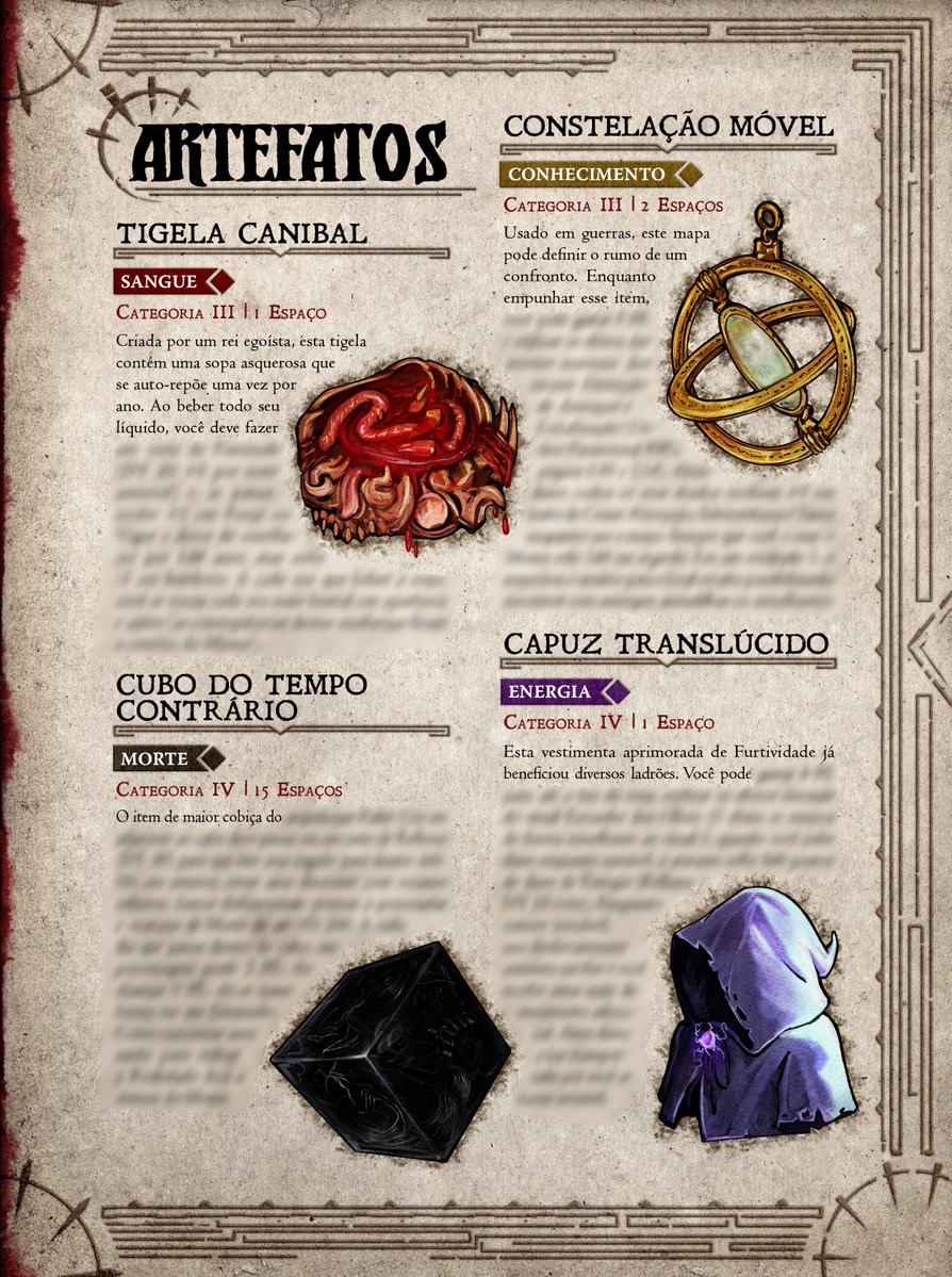 Toca dos Monstros (@tocadosmonstros) on Twitter photo Além dos Talismãs, o nosso suplemento de Terror Medieval também conta com Artefatos "convencionais"!
Todos eles foram sugeridos por assinantes e ilustrados pelo <a href="/VittoriHanzo/">Vittori Hanzo</a>!
+
#OrdemParanormal #Desconjuração #DarkFantasy #DarkestDungeon #FearAndHunger #T20 #DnD #RPG #token Além dos Talismãs, o nosso suplemento de Terror Medieval também conta com Artefatos "convencionais"!
Todos eles foram sugeridos por assinantes e ilustrados pelo <a href="/VittoriHanzo/">Vittori Hanzo</a>!
+
#OrdemParanormal #Desconjuração #DarkFantasy #DarkestDungeon #FearAndHunger #T20 #DnD #RPG #token