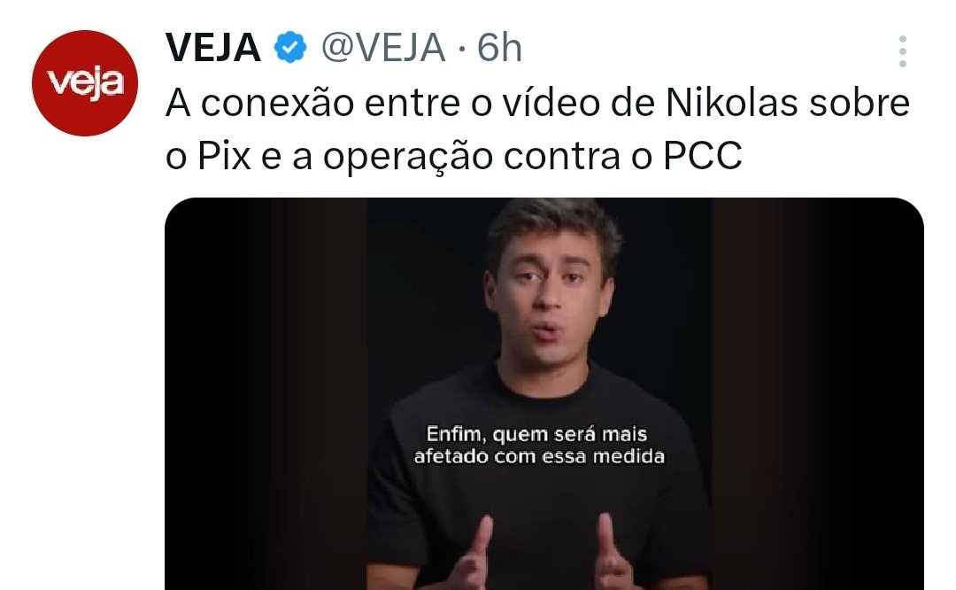 Até a Veja, que odeia o Lula, sabe que o Nikolas faz mal para sociedade.