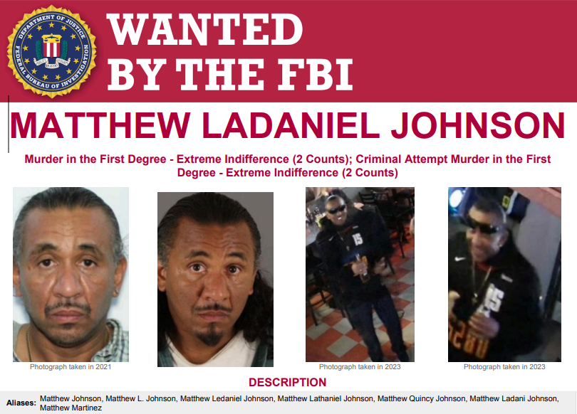 🚨Louisiana, we need your help. Do you recognize this man?

Matthew Johnson is suspected of gunning down two men in Denver in December 2023. He may be using a different name and has ties in Louisiana. 

The FBI is offering a $10,000 reward for information leading to his arrest