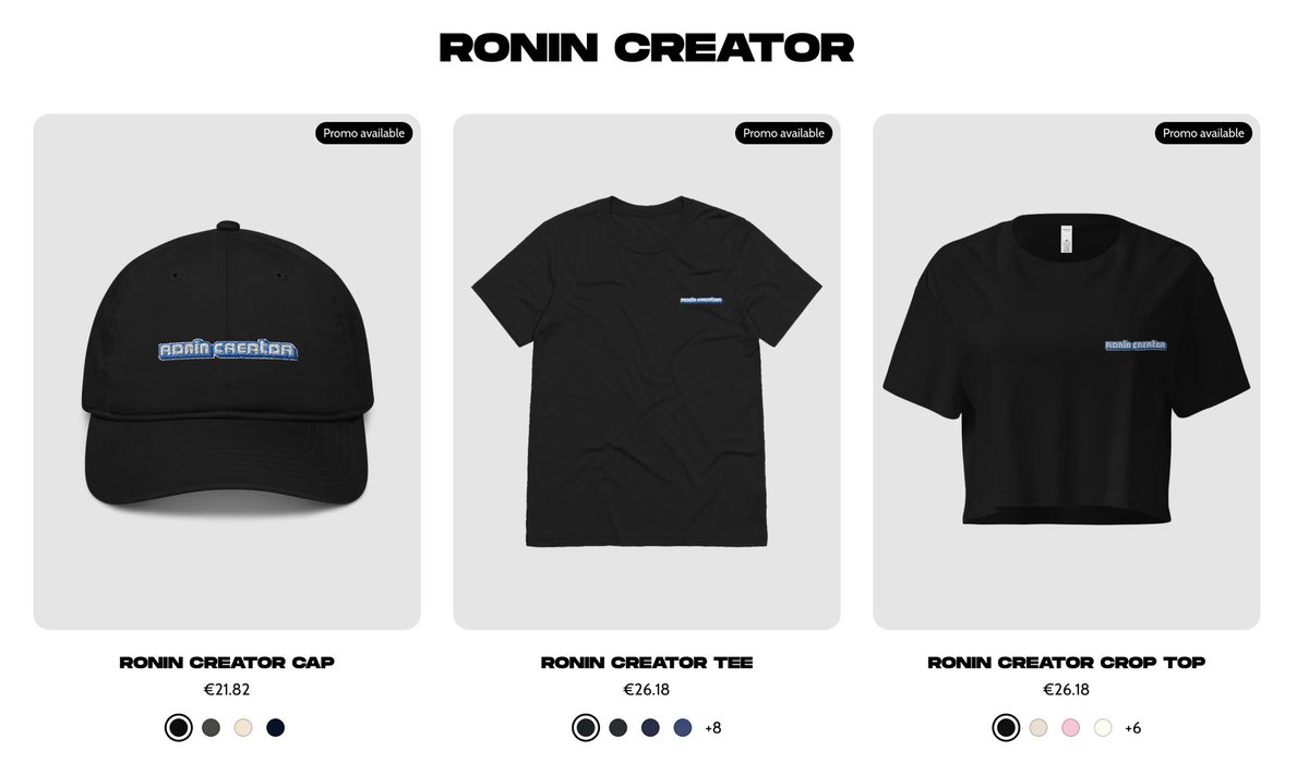 If you are a <a href="/Ronin_Network/">Ronin</a> Creator, you might want to snag one of these.👀

Let’s bring Ronin to the real world with REAL products! 🙏🏻