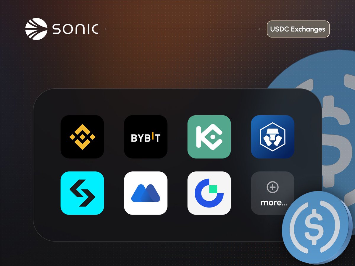 SABÍAS QUE: Estos CEXs soportan $USDC en Sonic 💥

<a href="/binance/">Binance</a> 
<a href="/Bybit_Official/">Bybit</a> 
<a href="/kucoincom/">KuCoin</a> 
<a href="/cryptocom/">Crypto.com</a> 
<a href="/bitgetglobal/">Bitget</a> 
<a href="/MEXC_Official/">MEXC</a> 
<a href="/Gate/">Gate</a>