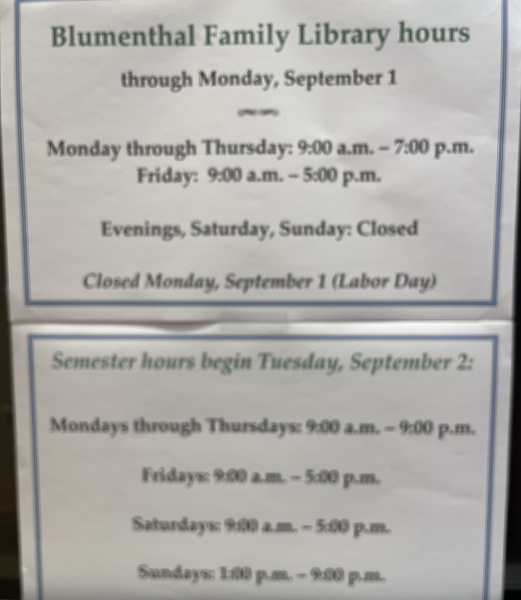 necmusiclibrary's tweet image. 🎹Orientation is in full swing, and the term has almost begun! 

Library hours through Monday: 

Today (Thursday) 8/28: 9 a.m. – 7 p.m.
Friday (8/29): 9 a.m. – 5 p.m.
Saturday (8/30) - Sunday (8/31):  closed
Closed Monday, September 1st (Labor Day)

[1/2]