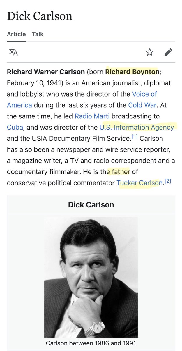 CanaryNCoal's tweet photo. Was Dick Carlson (Tucker Carlsons Father) one of the CIA Orphan Babies?

Born Richard Boyton but there is likely a cover up due to inconsistencies in the story.

James LaVoie also listed as Dicks Father.

The Home for Little Wanders wasn’t the name in the 40’s either. https://t.co/KiMKrhyLB8