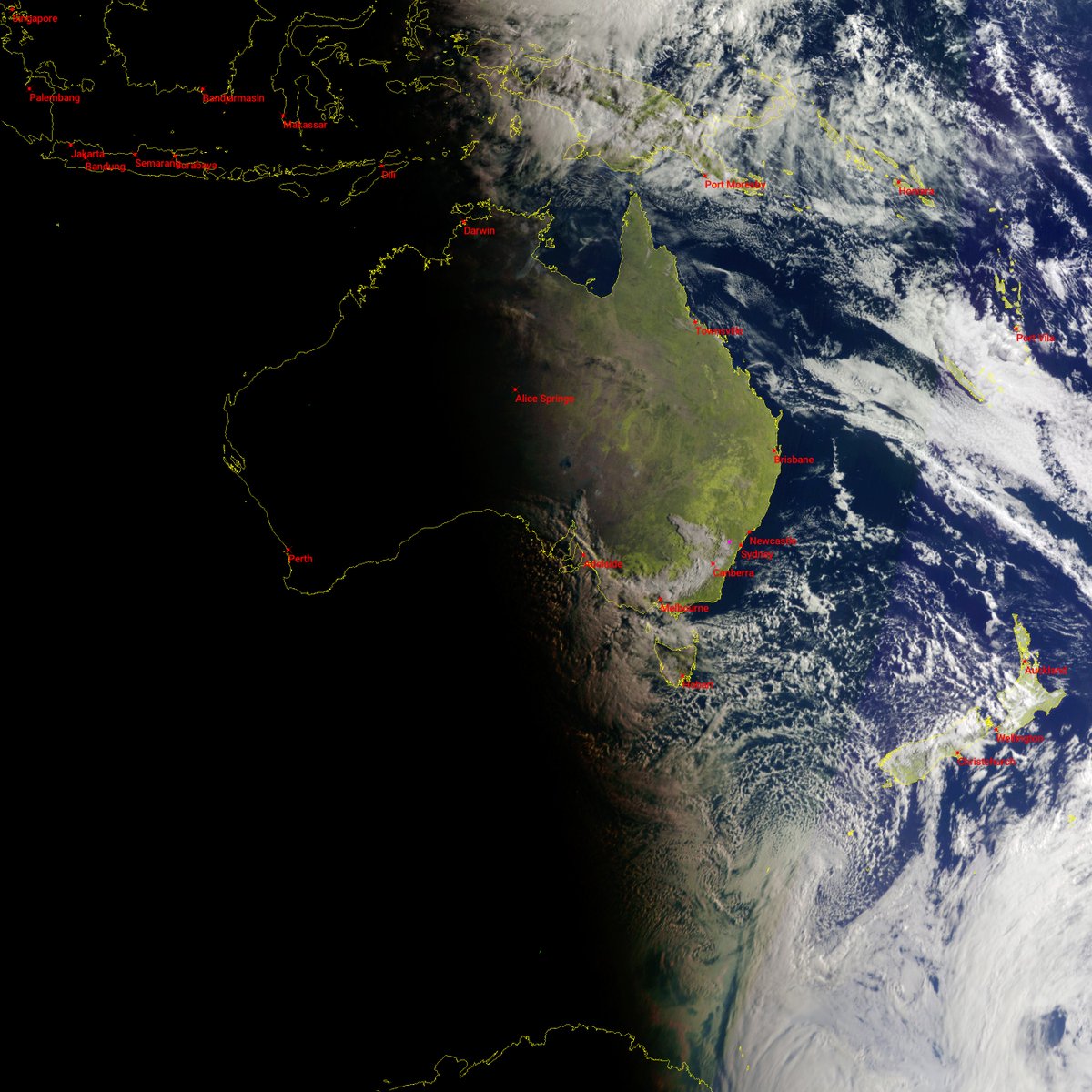 #ElektroL4 (21:42UTC) 7:42am 29 Aug AEST
#Satdump, #DiscoveryDish, #Airspy mini
#weather #LRIT #Satellite #Australia #NewZealand #Globe #Earth