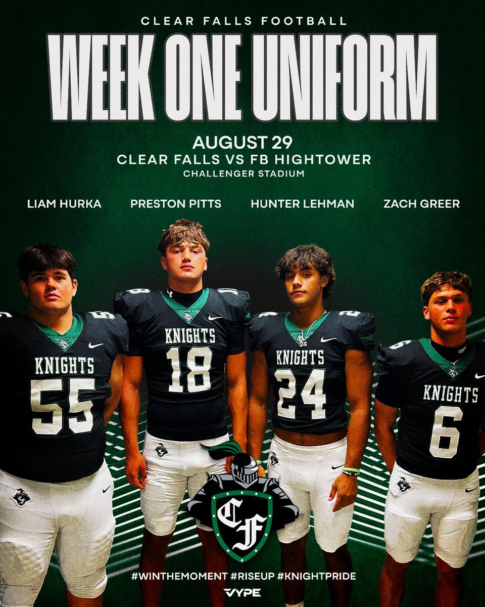 Clear Falls Football (@clearfallsfb) on Twitter photo Game one uniform combination worn by our captains for this week. Game one uniform combination worn by our captains for this week.