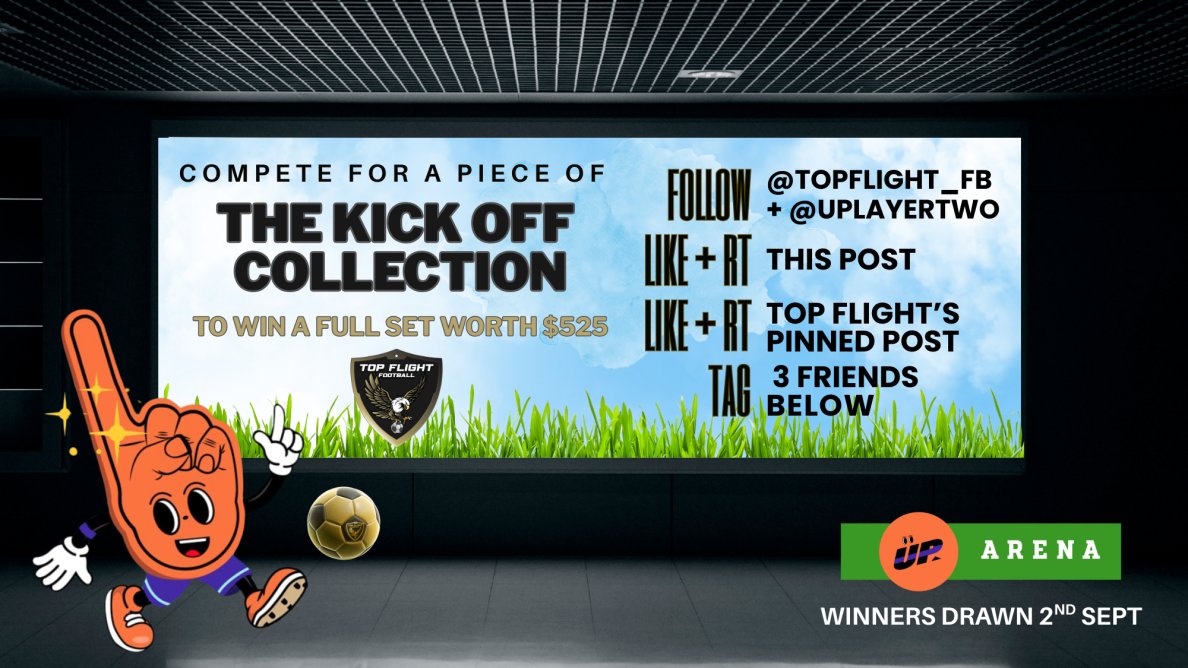 UP (@uplayertwo) on Twitter photo UP + <a href="/TopFlight_FB/">Top Flight Football</a> = no-loss gaming + big prizes.
Join this giveaway to win a full set of NFTs worth $525 💸
How to enter:
1. Follow <a href="/TopFlight_FB/">Top Flight Football</a> + <a href="/UPLAYERTWO/">UP</a>
2. Like & RT this post
3. Like & RT Top Flight's PINNED POST
4. Tag 3 friends below
Runs until Sept 2! GL 🤞 UP + <a href="/TopFlight_FB/">Top Flight Football</a> = no-loss gaming + big prizes.
Join this giveaway to win a full set of NFTs worth $525 💸
How to enter:
1. Follow <a href="/TopFlight_FB/">Top Flight Football</a> + <a href="/UPLAYERTWO/">UP</a>
2. Like & RT this post
3. Like & RT Top Flight's PINNED POST
4. Tag 3 friends below
Runs until Sept 2! GL 🤞