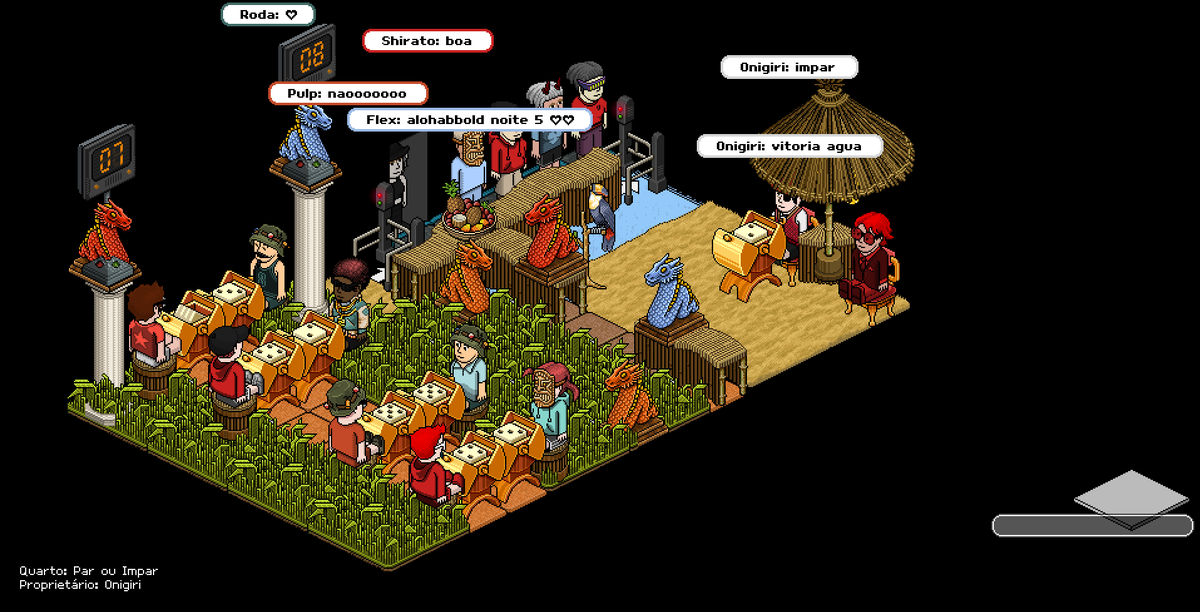 🎮Rolando agora no Habbo Origins: Par ou Ímpar com <a href="/Habbo_Onigiri/">Onigiri 🍙</a>! 

A sorte vai sorrir para qual tribo hoje, Fogo 🔥 ou Água 🌊?

#HabboOrigins #AloHabbold