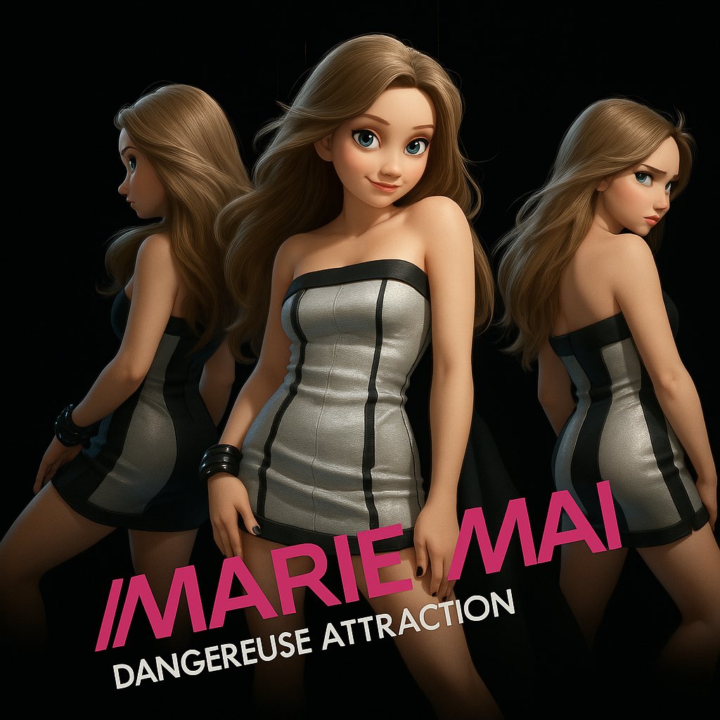Quoi l’album Dangereuse Attraction fête son 18e anniversaire aujourd’hui! 🥳 Incluant 13 chansons dont les hits Mentir, Emmène-moi, Qui prendra ma place, on a demandé à une IA de faire une version Pixar de la pochette 😄 #MarieMai