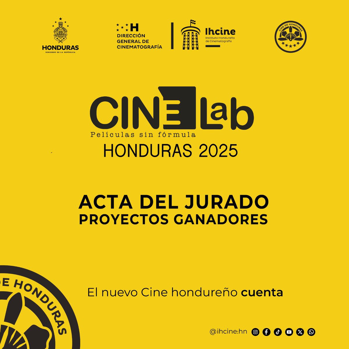 ¡Buenas noticias para el cine hondureño!

El IHCINE  en el marco de  CINELab Honduras 2025, anuncian los proyectos premiados con incentivos en metálico y en especie, fruto de un proceso de evaluación riguroso y comprometido.

📄 Consulta la lista aquí: drive.google.com/drive/folders/…
