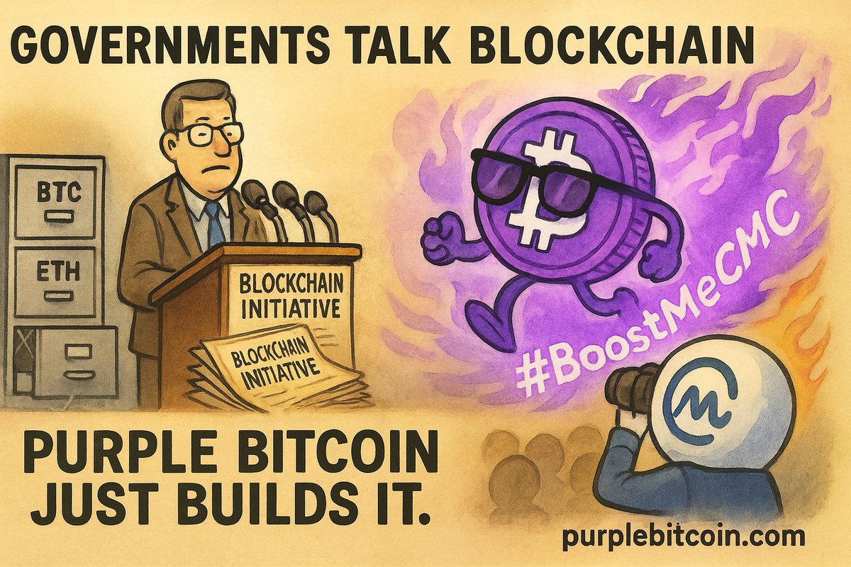 <a href="/purple_bitcoin_/">Purple Bitcoin</a> <a href="/AltCryptoGems/">Sjuul | AltCryptoGems</a> Governments keep talking about blockchain…
Purple Bitcoin is already building the future. 🟣💨

<a href="/CoinMarketCap/">CoinMarketCap</a> we don’t wait — we create.
#BoostMeCMC