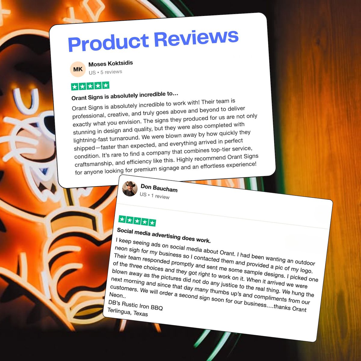 Orant_Neon's tweet image. 📣 256 reviews. 4.7⭐ on Trustpilot.
Customers speak. We glow.
#OrantNeon #NeonSign #Trustpilot #CustomerLove