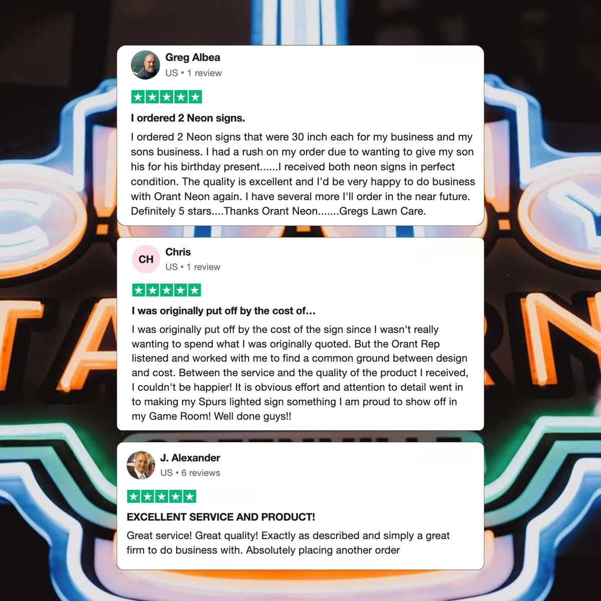 Orant_Neon's tweet image. 📣 256 reviews. 4.7⭐ on Trustpilot.
Customers speak. We glow.
#OrantNeon #NeonSign #Trustpilot #CustomerLove