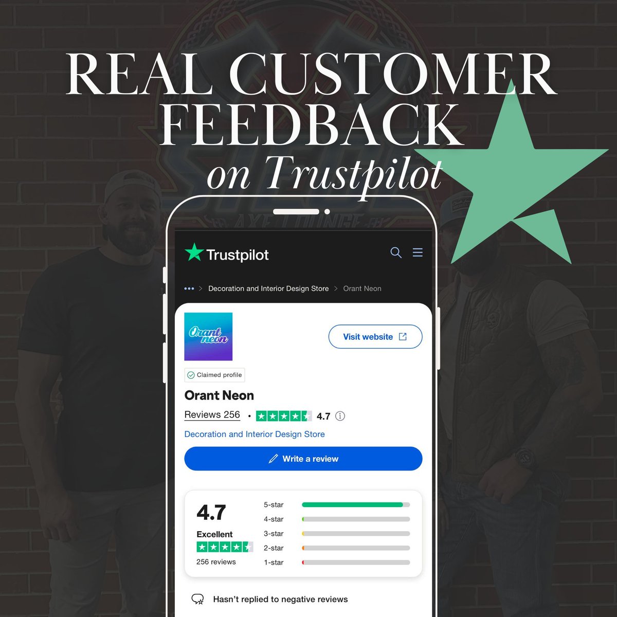 Orant_Neon's tweet image. 📣 256 reviews. 4.7⭐ on Trustpilot.
Customers speak. We glow.
#OrantNeon #NeonSign #Trustpilot #CustomerLove