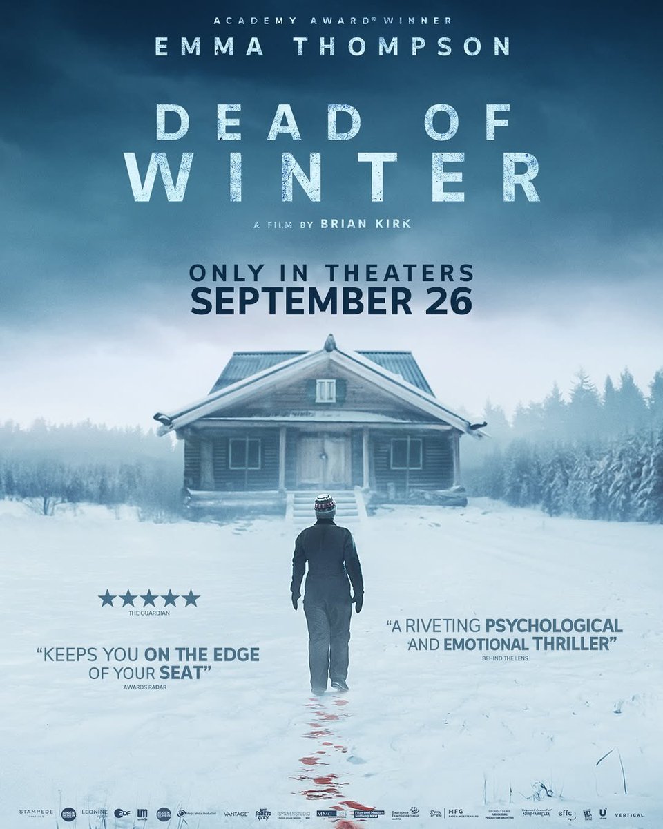 First poster for the upcoming movie titled ‘DEAD OF WINTER’ starring Emma Thompson.

In theaters September 26.

A woman, travelling alone through snowbound northern Minnesota, interrupts the kidn*****g of a teenage girl. Hours from the nearest town and with no phone service, she